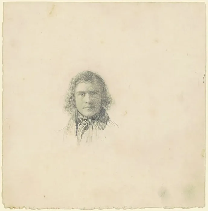 Framed Print : Self-Portrait [recto], c. 1830s. Creator: Seth Wells Cheney