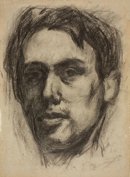Self-Portrait (recto), Sketch (verso), 1909. Creator: Hans Richter