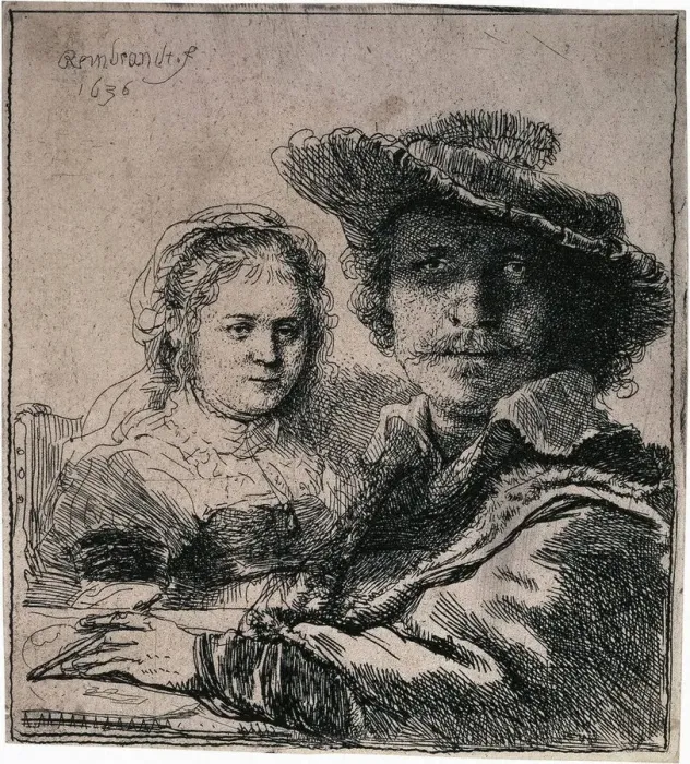 Framed Print : Self-Portrait with Saskia, 1636. Artist: Rembrandt Harmensz van Rijn Framed Print : Self-Portrait with Saskia, 1636. Artist: Rembrandt Harmensz van Rijn