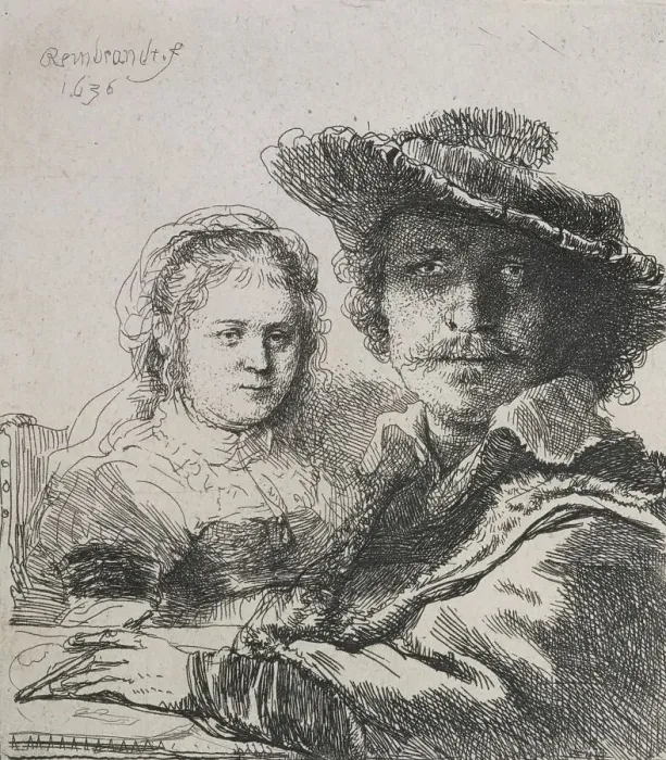 Framed Print : Self-portrait with Saskia, 1636. Creator: Rembrandt Harmensz van Rijn Framed Print : Self-portrait with Saskia, 1636. Creator: Rembrandt Harmensz van Rijn