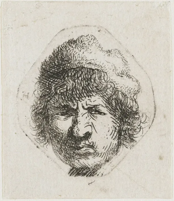 Framed Print : Self-portrait scowling, ca 1631. Creator: Rembrandt van Rhijn (1606-1669) Framed Print : Self-portrait scowling, ca 1631. Creator: Rembrandt van Rhijn (1606-1669)