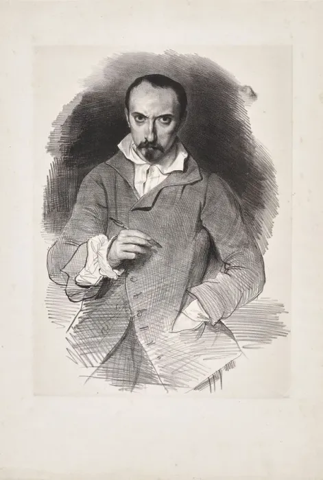 Framed Print : Self-Portrait, Second quarter of the 19th cen. Creator: Deveria, Achille (1800-1857) Framed Print : Self-Portrait, Second quarter of the 19th cen. Creator: Deveria, Achille (1800-1857)