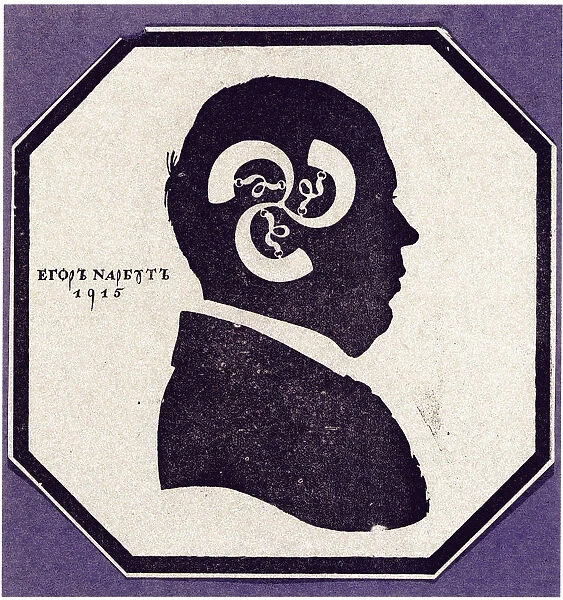 Self-portrait. Silhouette with the elements of the Narbuts family arms, 1915. Artist: Narbut, Georgi Ivanovich (1886-1920)