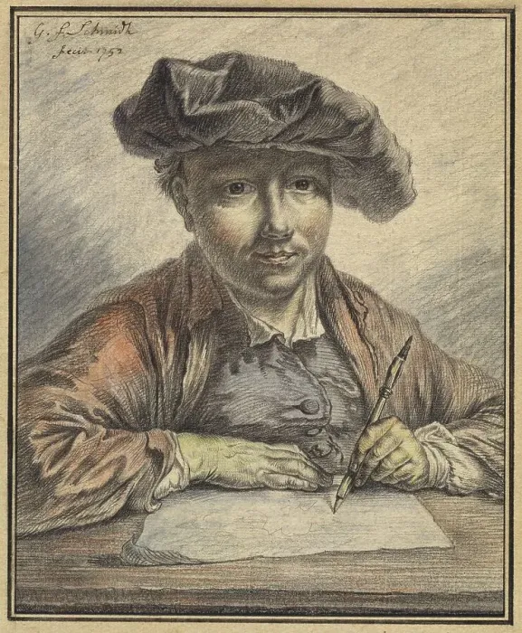 Framed Print : Self-Portrait Sketching, 1752. Creator: Georg Friedrich Schmidt Framed Print : Self-Portrait Sketching, 1752. Creator: Georg Friedrich Schmidt