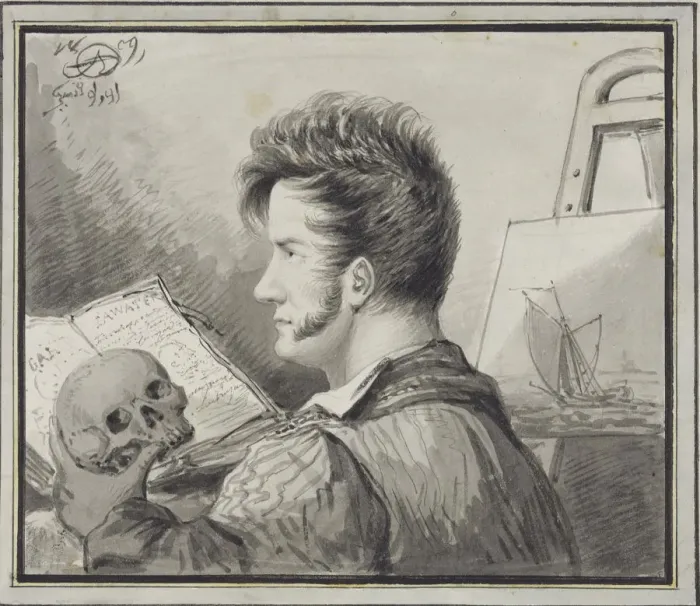 Framed Print : Self-portrait with skull, 1809 Framed Print : Self-portrait with skull, 1809