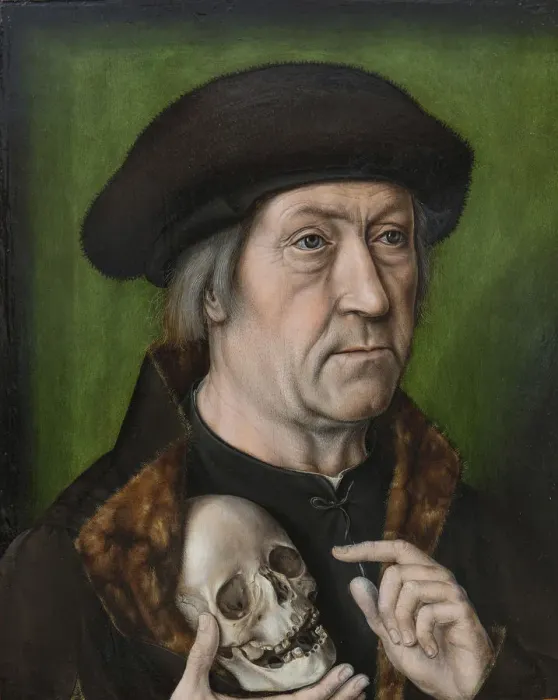 Framed Print : Self-Portrait with a Skull, c. 1520 Framed Print : Self-Portrait with a Skull, c. 1520