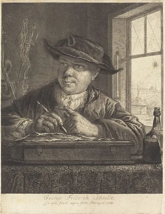 Framed Print : Self-Portrait with a Spider in the Window, 1758. Creator: Georg Friedrich Schmidt Framed Print : Self-Portrait with a Spider in the Window, 1758. Creator: Georg Friedrich Schmidt