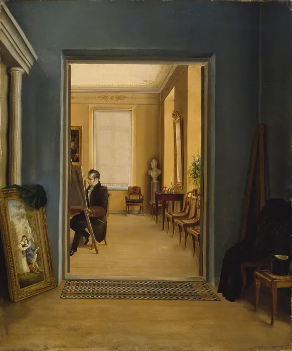 Framed Print : Self-Portrait in a St. Petersburg Studio, 1849. Creator: Godenhjelm; Berndt (1799-1881) Framed Print : Self-Portrait in a St. Petersburg Studio, 1849. Creator: Godenhjelm; Berndt (1799-1881)