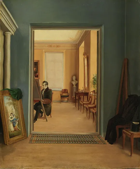 Framed Print : Self-Portrait in a St. Petersburg Studio, 1830-1849. Creator: Berndt Godenhjelm Framed Print : Self-Portrait in a St. Petersburg Studio, 1830-1849. Creator: Berndt Godenhjelm