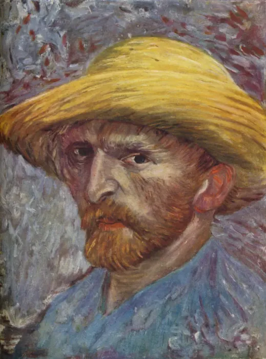 Framed Print : Self Portrait with Straw Hat, 1887. Artist: Vincent van Gogh