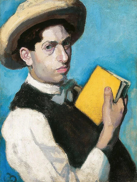 Self-Portrait in a Straw Hat, 1906. Creator: Berény, Róbert (1887-1953)