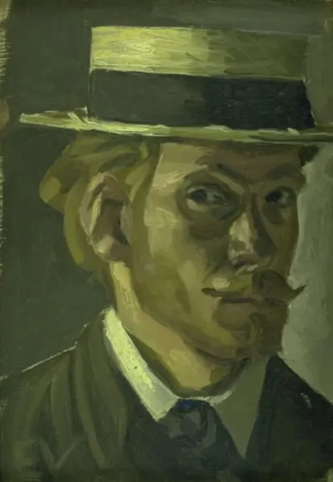 Framed Print : Self-Portrait with a Straw Hat, 1907-1908. Creator: Edvard Weie Framed Print : Self-Portrait with a Straw Hat, 1907-1908. Creator: Edvard Weie