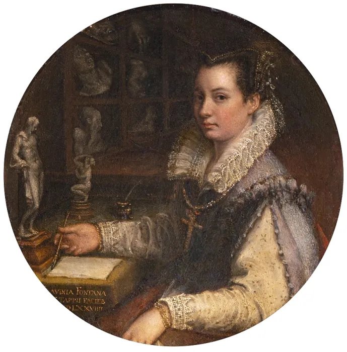 Framed Print : Self-portrait in the Studio, 1579. Creator: Fontana, Lavinia (1552-1614) Framed Print : Self-portrait in the Studio, 1579. Creator: Fontana, Lavinia (1552-1614)