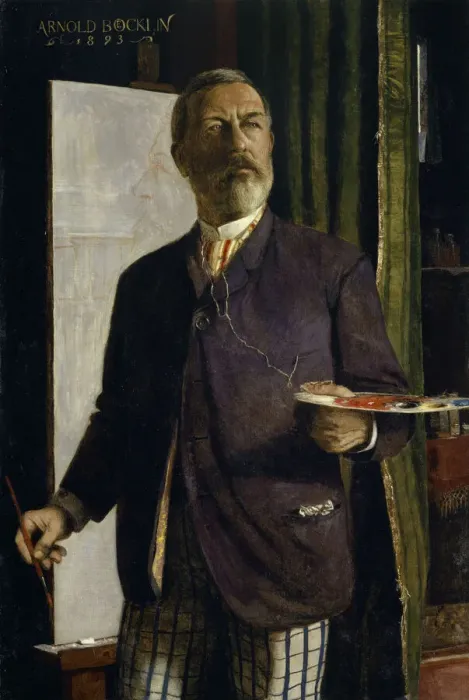 Framed Print : Self-Portrait in the Studio, 1893. Creator: Bocklin, Arnold (1827-1901) Framed Print : Self-Portrait in the Studio, 1893. Creator: Bocklin, Arnold (1827-1901)