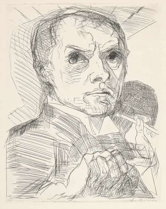 Framed Print : Self-Portrait with Stylus (Selbstbildnis mit Griffel), about 1916. Creator: Max Beckmann Framed Print : Self-Portrait with Stylus (Selbstbildnis mit Griffel), about 1916. Creator: Max Beckmann