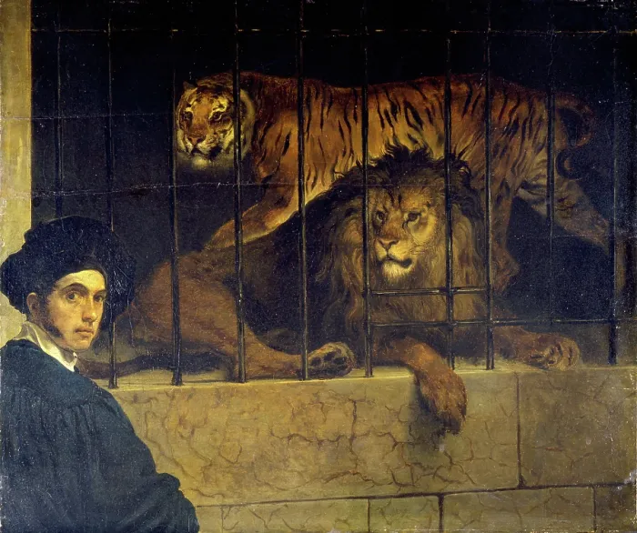 Framed Print : Self-portrait with Tiger and Lion, 1831. Creator: Hayez, Francesco (1791-1882) Framed Print : Self-portrait with Tiger and Lion, 1831. Creator: Hayez, Francesco (1791-1882)