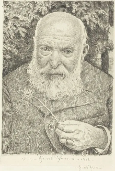 Framed Print : Self-Portrait VI with Flower, 1909. Creator: Hans Thoma Framed Print : Self-Portrait VI with Flower, 1909. Creator: Hans Thoma