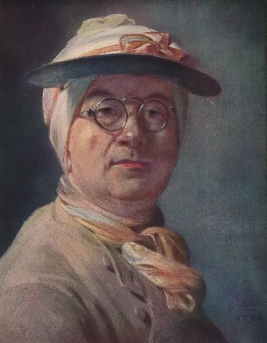 Framed Print : Self-portrait wearing Glasses, 1775. Artist: Jean-Simeon Chardin Framed Print : Self-portrait wearing Glasses, 1775. Artist: Jean-Simeon Chardin