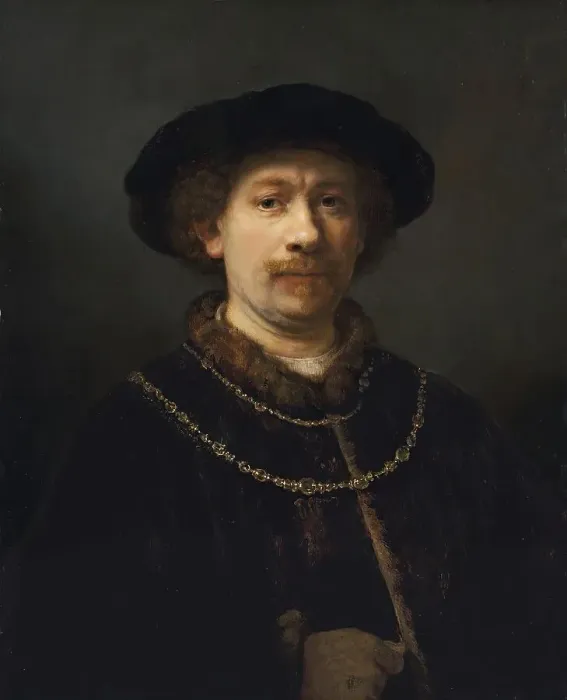 Framed Print : Self-portrait wearing a hat and two Chains, 1642. Creator: Rembrandt Harmensz van Rijn Framed Print : Self-portrait wearing a hat and two Chains, 1642. Creator: Rembrandt Harmensz van Rijn