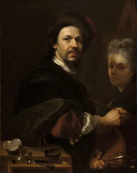 Framed Print : Self-Portrait with Wife, 1711 Framed Print : Self-Portrait with Wife, 1711