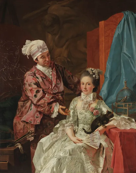 Framed Print : Self-Portrait with his Wife, 1757. Creator: Baldrighi, Giuseppe (1722-1803) Framed Print : Self-Portrait with his Wife, 1757. Creator: Baldrighi, Giuseppe (1722-1803)