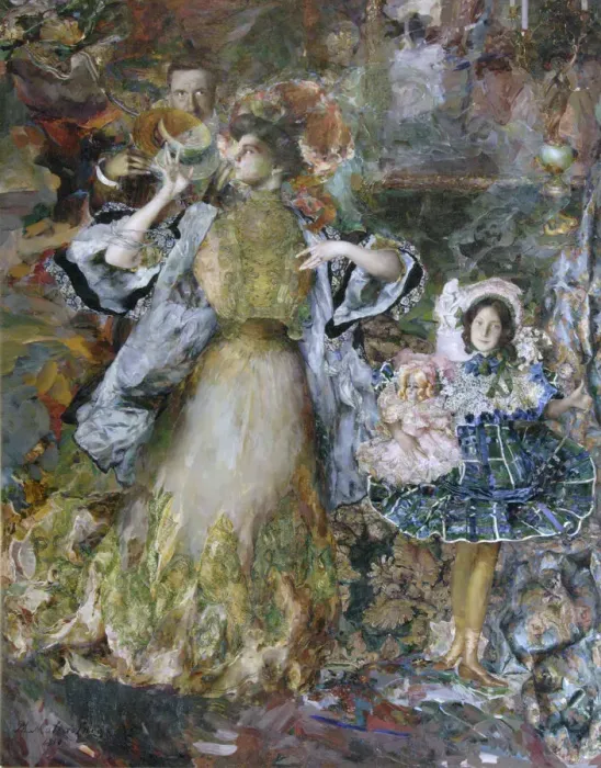 Framed Print : Self-portrait with wife and daughter, 1910 Framed Print : Self-portrait with wife and daughter, 1910