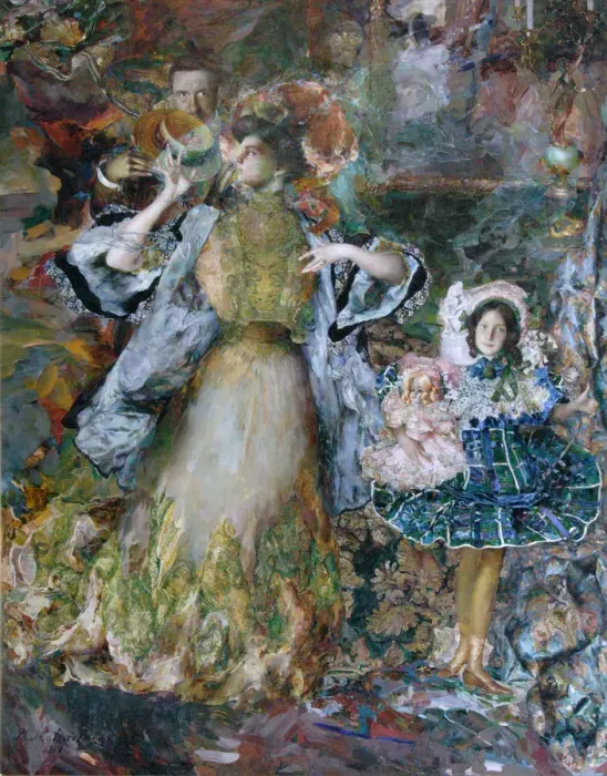 Framed Print : Self-portrait with wife and daughter, 1910. Artist: Malyavin, Filipp Andreyevich (1869-1940) Framed Print : Self-portrait with wife and daughter, 1910. Artist: Malyavin, Filipp Andreyevich (1869-1940)