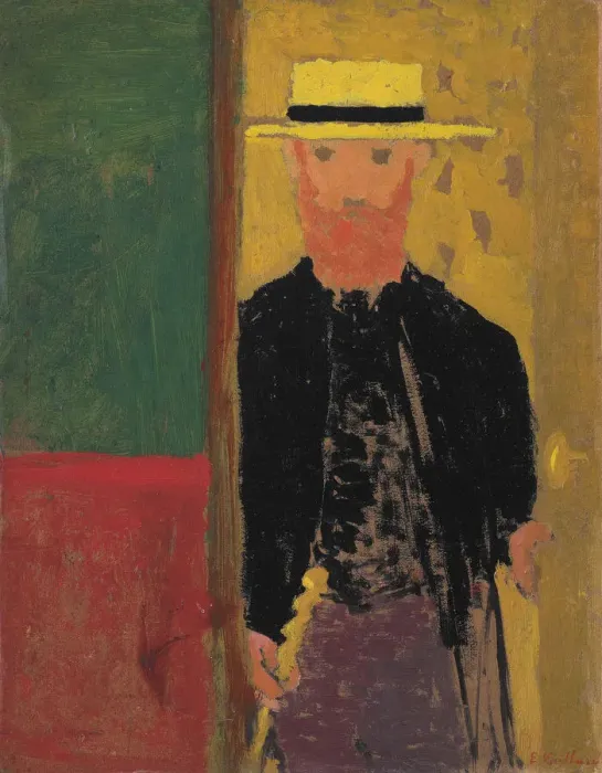 Framed Print : Self-Portrait withs straw hat, ca 1892. Creator: Vuillard, Edouard (1868-1940) Framed Print : Self-Portrait withs straw hat, ca 1892. Creator: Vuillard, Edouard (1868-1940)