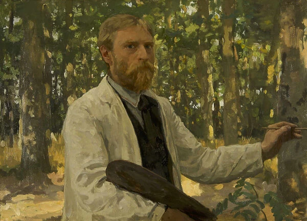 Self-portrait in a wooded landscape, 1895. Creator: Tholen, Willem Bastiaan (1860-1931)