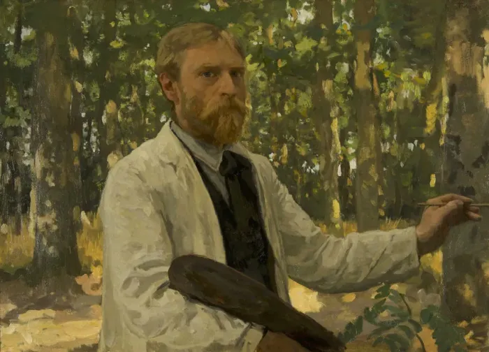 Framed Print : Self-portrait in a wooded landscape, 1895. Creator: Tholen, Willem Bastiaan (1860-1931) Framed Print : Self-portrait in a wooded landscape, 1895. Creator: Tholen, Willem Bastiaan (1860-1931)
