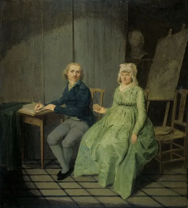 Framed Print : Self-portrait of Wybrand Hendriks (1744-1831), with his wife Agatha Ketel (1736-1802), 1791. Creator: Wybrand Hendriks Framed Print : Self-portrait of Wybrand Hendriks (1744-1831), with his wife Agatha Ketel (1736-1802), 1791. Creator: Wybrand Hendriks