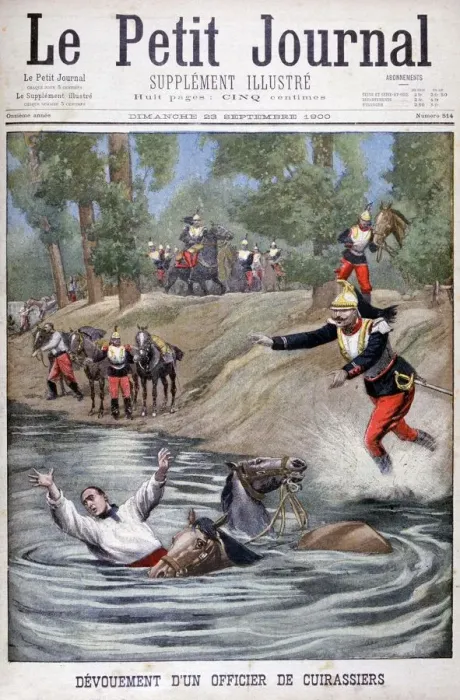 Framed Print : Self-sacrifice of a French cuirassier, 1900 Framed Print : Self-sacrifice of a French cuirassier, 1900