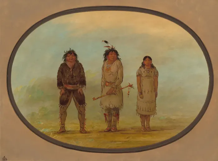 Framed Print : Three Selish Indians, 1855 / 1869. Creator: George Catlin Framed Print : Three Selish Indians, 1855 / 1869. Creator: George Catlin