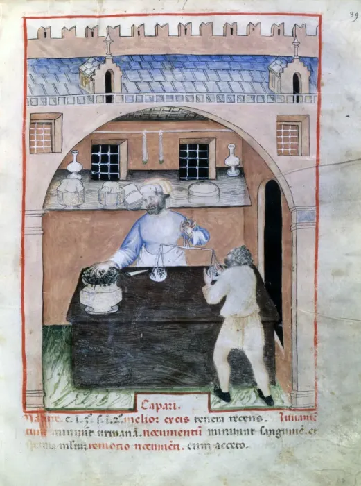 Framed Print : Seller of capers, 1390-1400 Framed Print : Seller of capers, 1390-1400