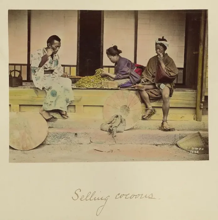 Framed Print : Selling Cocoons, about 1873-1883. Creator: Shinichi Suzuki I Framed Print : Selling Cocoons, about 1873-1883. Creator: Shinichi Suzuki I