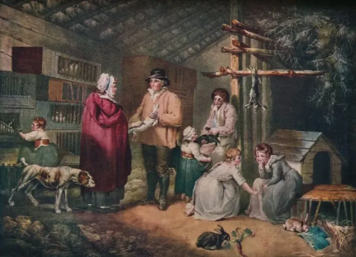 Framed Print : Selling Rabbits, 1796, (1919). Artist: William Ward Framed Print : Selling Rabbits, 1796, (1919). Artist: William Ward