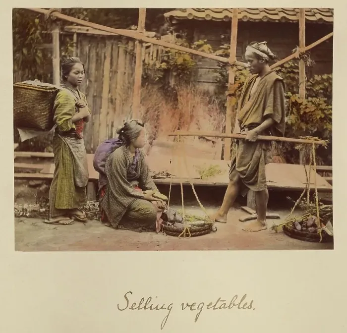 Framed Print : Selling vegetables, about 1873-1883. Creator: Shinichi Suzuki I Framed Print : Selling vegetables, about 1873-1883. Creator: Shinichi Suzuki I
