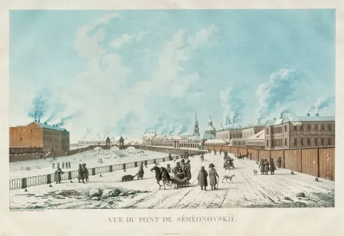 Framed Print : The Semyonovsky Bridge in Saint Petersburg, 1813. Artist: Damam-Demartrait, Michel Francois (1763-1827) Framed Print : The Semyonovsky Bridge in Saint Petersburg, 1813. Artist: Damam-Demartrait, Michel Francois (1763-1827)