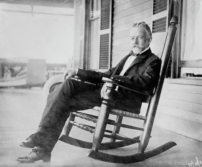 Framed Print : Sen. H.C. Lodge in rocker on porch, 1910. Creator: Bain News Service Framed Print : Sen. H.C. Lodge in rocker on porch, 1910. Creator: Bain News Service