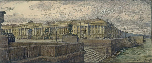The Senate Square in St. Petersburg, 1904. Artist: Lanceray (Lansere), Evgeny Evgenyevich (1875-1946)