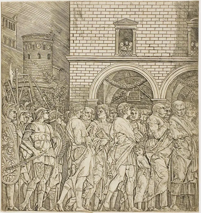 Framed Print : The Senators, from Triumph of Caesar, c.1495. Creator: School of Andrea Mantegna Framed Print : The Senators, from Triumph of Caesar, c.1495. Creator: School of Andrea Mantegna