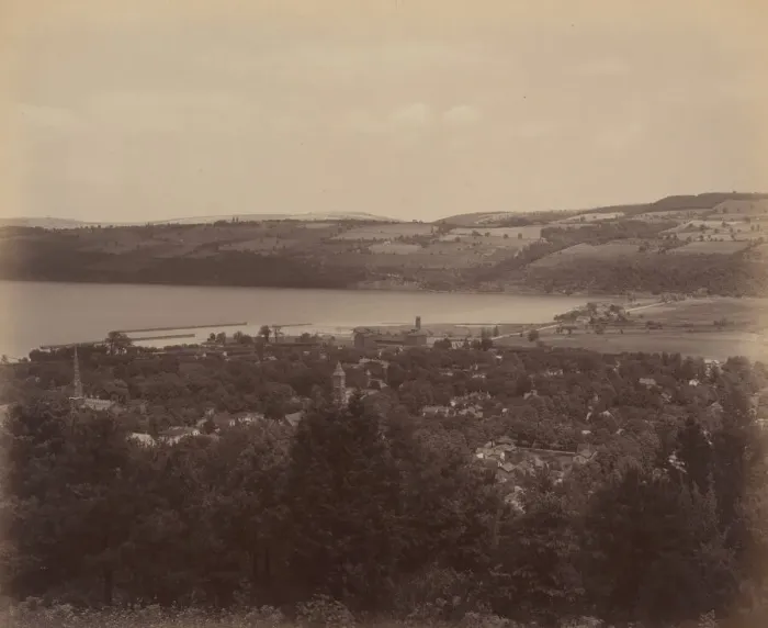 Framed Print : Seneca Lake and Watkins, c. 1895. Creator: William H Rau Framed Print : Seneca Lake and Watkins, c. 1895. Creator: William H Rau