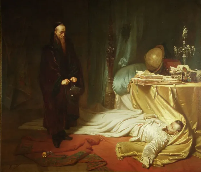 Framed Print : Seni at the Dead Body of Wallenstein, 1855. Artist: Piloty, Carl Theodor von (1826-1886) Framed Print : Seni at the Dead Body of Wallenstein, 1855. Artist: Piloty, Carl Theodor von (1826-1886)