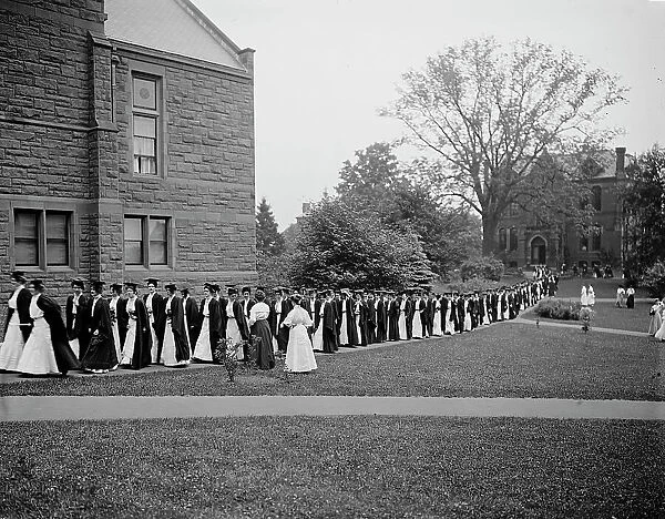 Seniors marching to chapel, Mount Holyoke College, South Hadley, Mass. c1908. Creator: William H. Jackson
