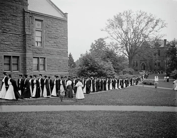 Framed Print : Seniors marching to chapel, Mount Holyoke College, South Hadley, Mass. c1908. Creator: William H. Jackson Framed Print : Seniors marching to chapel, Mount Holyoke College, South Hadley, Mass. c1908. Creator: William H. Jackson
