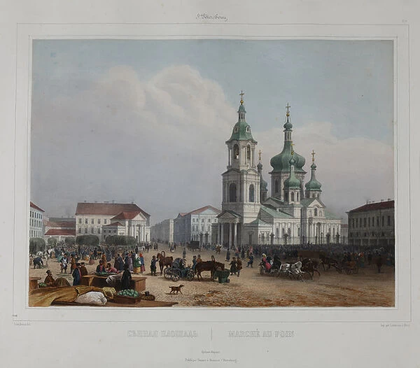The Sennaya Square and the Saviour Church in Saint Petersburg, 1840s