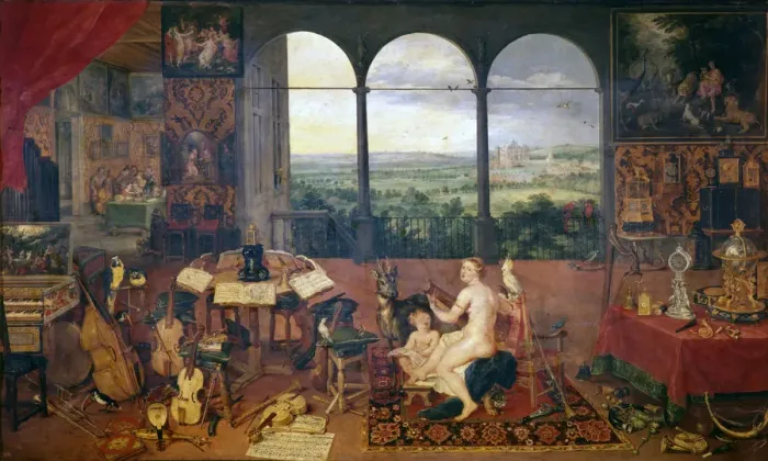 Framed Print : The Sense of Hearing, 1618. Artist: Jan Brueghel the Elder Framed Print : The Sense of Hearing, 1618. Artist: Jan Brueghel the Elder