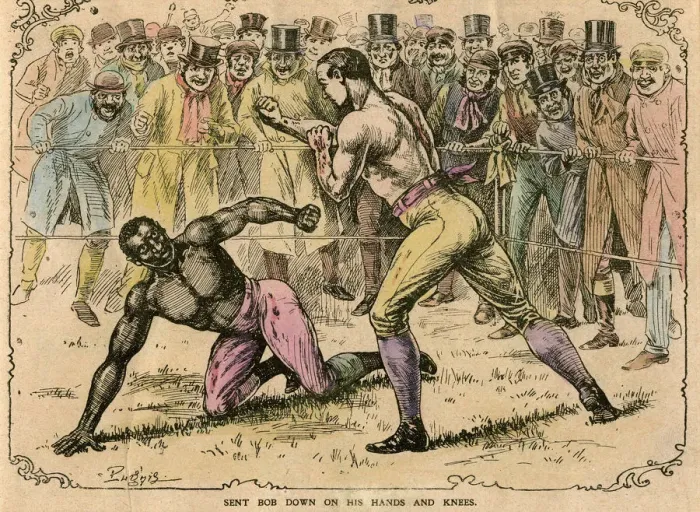 Framed Print : Sent Bob down on his hands and knees, late 19th or early 20th century. Artist: Pugnis Framed Print : Sent Bob down on his hands and knees, late 19th or early 20th century. Artist: Pugnis