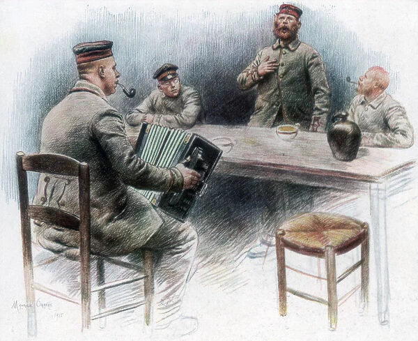 Sentimental ballad in the Canteen, German prisoners of war in Dinan, France, 1915, (1926). Artist: Maurice Orange