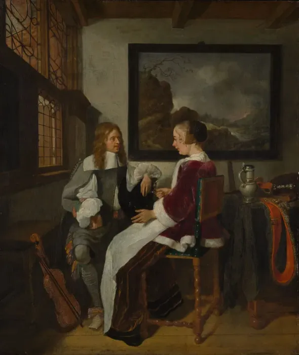 Framed Print : Sentimental Conversation, early 1660s. Creator: Gerritsz Quiringh van Brekelenkam Framed Print : Sentimental Conversation, early 1660s. Creator: Gerritsz Quiringh van Brekelenkam